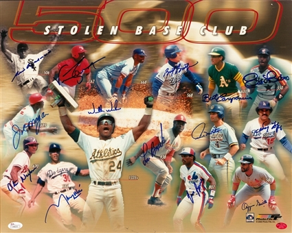 500 Stolen Base Club Multi Signed 16x20 Print with 14 Signatures (JSA)